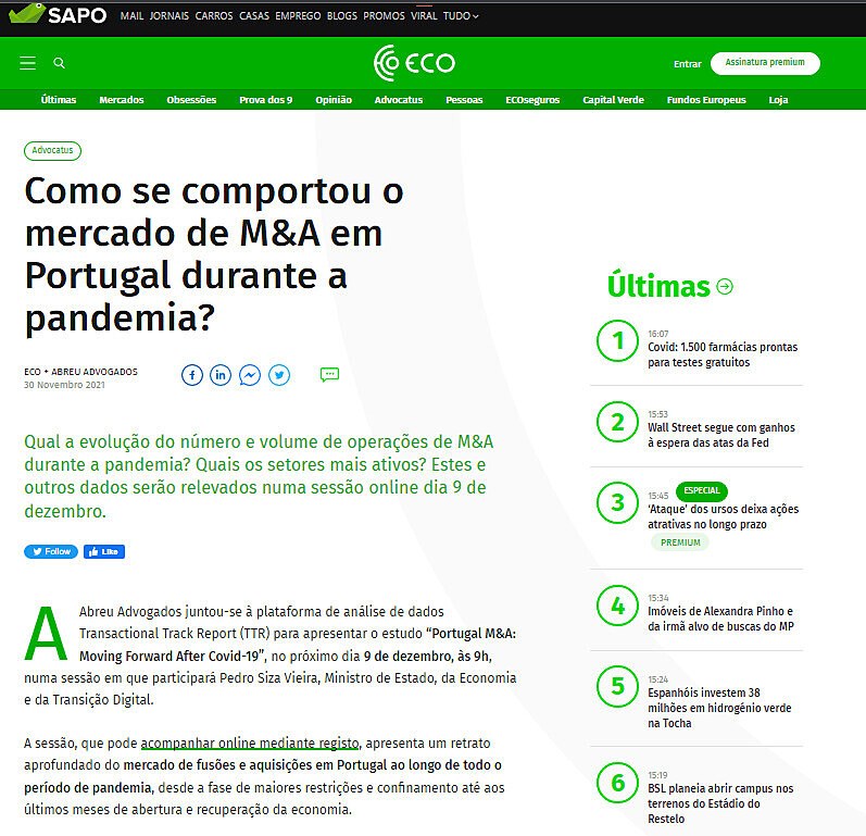 Como se comportou o mercado de M&A em Portugal durante a pandemia?